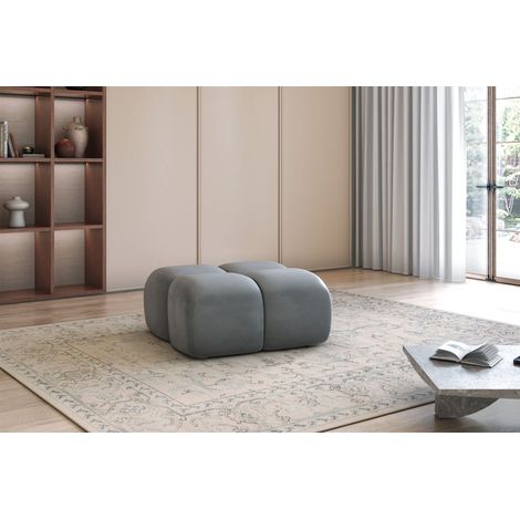 Polsterhocker Designerhocker DARCY 85x85 cm in Stoff Salvador Grau (1/2)