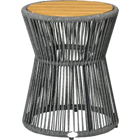 Table de jardin style bohème, résistante aux intempéries, en rotin PE, 39 cm x 39 cm x 49 cm, noir et naturel (1/5)