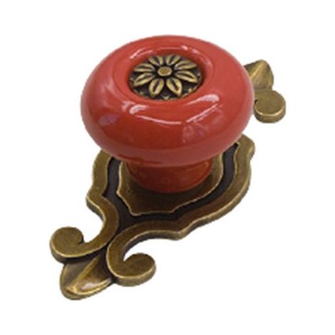 maniglie in ceramica vintage per porte, maniglie classiche per armadi e cassetti, ideali per cucina, soggiorno e camera da letto, con viti da 2,5 cm, colore rosso. (1/4)