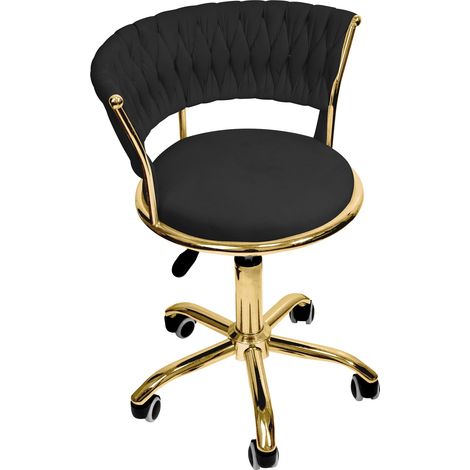 Tabouret avec Repose-Pieds Circulaire, Hauteur réglable, Siège Ergonomique Rotatif, Fauteuil de Bureau sans accoudoirs, Revêtement de l’Assise en Velours, Charge maximale 120 kg (1/5)