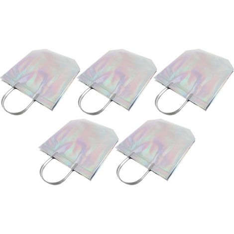 Sacs de courses SECFOU , réutilisables argentés , lot 5 , rangement portables en PVC pour fruits et (1/5)