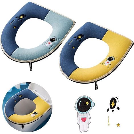 Lot de 2 sièges de toilette, siège de toilette épais, coussin de siège de toilette universel, siège de toilette lavable, siège de toilette souple, siège de toilette avec fermeture éclair (1/4)