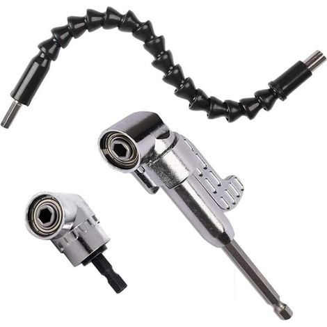 Right angle drill bits (1 short drill bit + 1 long drill bit) and a set of screwdrivers with a 30cm flexible shaft. (1/5)