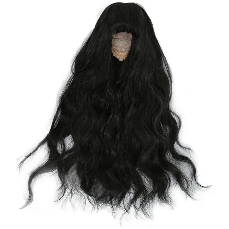 Hitzebeständige, lockige Perücke für Puppen im Maßstab 1:6, schwarz mit Pony, verstellbar und weich im Griff (1/5)
