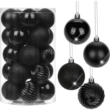 Boules de Noël Noir décoration Sapin de Noël Lot de 30, 6CM/2.4" Boules Suspendues pour Sapin de Noël, pour Décoratives Vacances Fourniture De Fête De Mariage Maison Festival DécorsNoir / 2.4"/6CM (1/5)