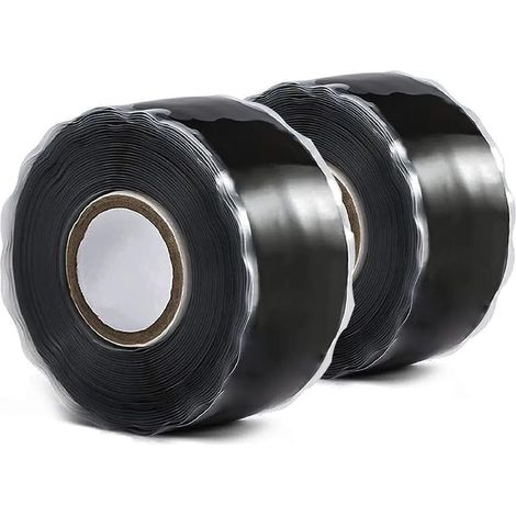 Nastro adesivo in silicone, impermeabile, per riparazioni, adatto per la riparazione di tubi flessibili e cavi, 2 rotoli da 3 metri ciascuno (nero). (1/5)