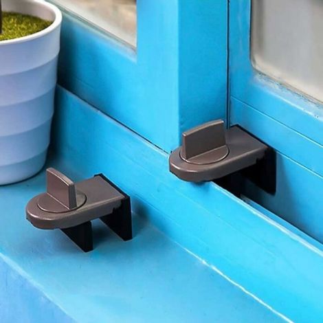 2 pieces of gray cast iron security locks for sliding doors, sliding window stops, anti-theft window locks (1/5)