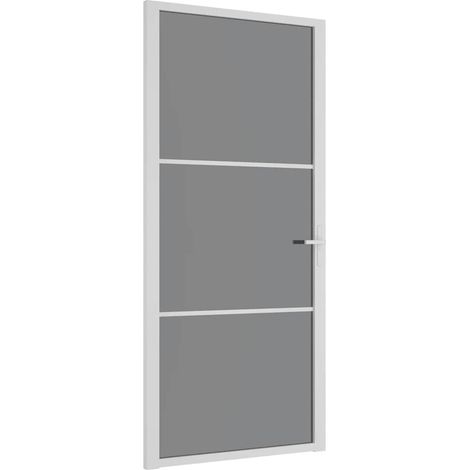 Puerta interior vidrio EGS y aluminio blanco 93x201,5 cm vidaXL