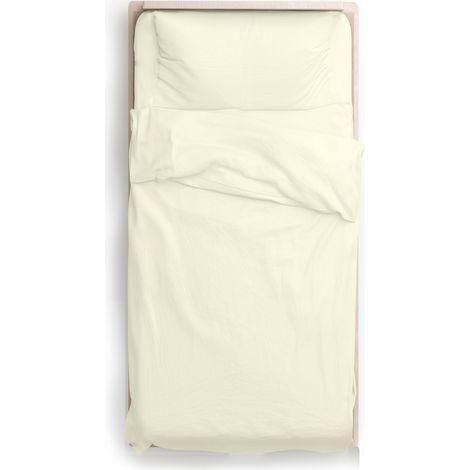 KLULK Parure Copripiumino Percalle Singolo Panna, Sacco 155 X 205 + 80 Cm, 1 Federa 52 X 82 cm, Made In Italy