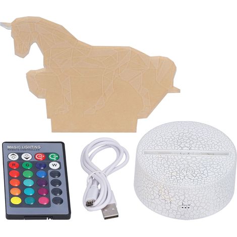 Lampe 3D tactile 16 teintes à télécommande, variateur, 4 ambiances, design cheval KX-469 craquelé, décoration lumineuse, idée cadeau certifiée (piles non fournies, commande avec batteries incluses) (1/5)