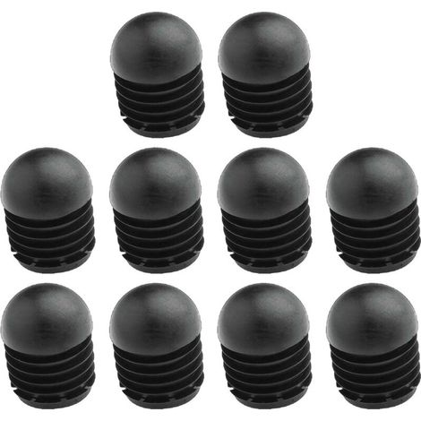 Lot de 10 embouts de tube rond rentrant – Ø extérieur 20mm – Élastique antidérapant – Protection pour pieds de meubles et chaises – Noir