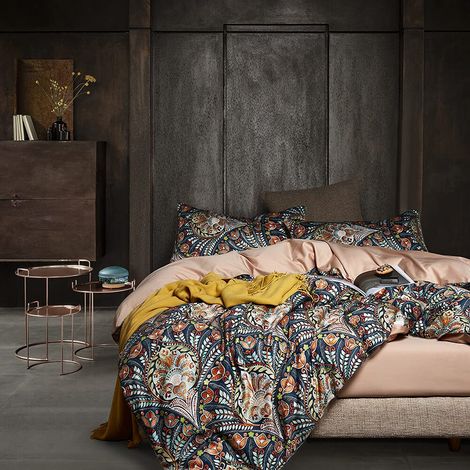 Parure de lit avec Housse de Couette pour Grand lit Motif Floral bohème Literie Douce Vintage avec imprimé Feuilles Cachemire et taies d'oreiller (1/5)