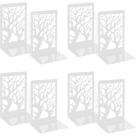 4 Paire Serre Livres Metal Cale Livre Bibliothèque Bloc Livre pour étagère (1/5)