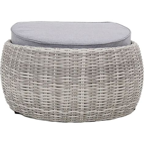 Pouf da Giardino Santorini 68x57x35 cm in Polyrattan Grigio (1/4)