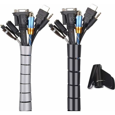 RHG Cache Cable Flexible 2x3m, Noir et Gris.