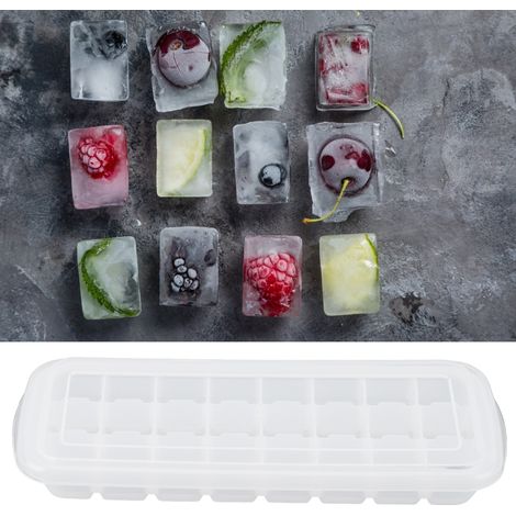 Silikon-Eiswürfelform mit 24 Fächern für kleine Eiswürfel, mit PP-Deckel, weiß, ideal für die Küche. (1/5)
