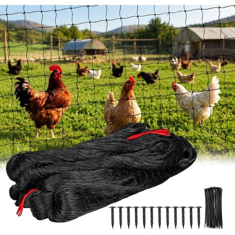 Filet de protection pour poulailler et jardin, filet anti-oiseaux robuste 15m x 7.5m, filet de clôture durable pour volailles, vergers et bassins, mailles 5cm (1/5)