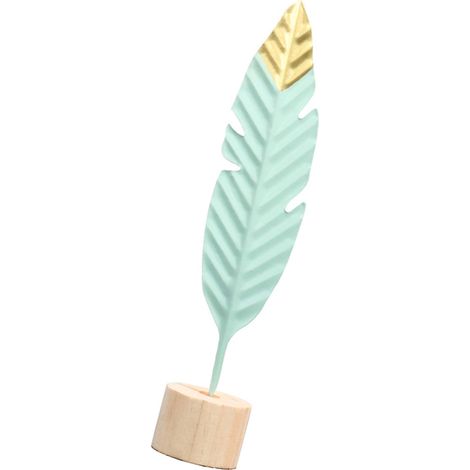 Feather Metal Decor de table - Décoratif fer avec forme plume - 36cm de longueur (1/5)