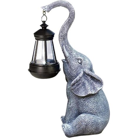 Statues d'éléphants solaires pour jardin, statue d'éléphant d'extérieur en résine pour cour --- (1/5)