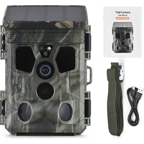 GARRYFIZH Caméra de Chasse Solaire 4K 50MP 65ft ,120°/IP66 , 0,3s Déclenchement,Chasse Trail Caméra Caméra Faune Caméra