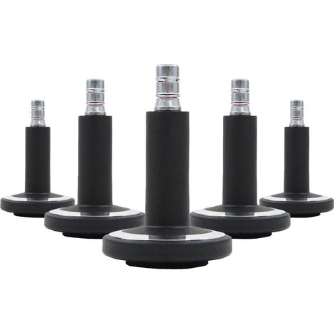 5x Bodengleiter STATO-M Stift 11 mm / 60 mm Standfüße mit Filz schwarz/chrom (5er Pack) hjh OFFICE (1/5)