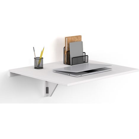 Idmarket – Table murale pliante 2 personnes – Longueur 70 cm – Largeur 60 cm – Structure en panneaux de particules et métal – Gain de place