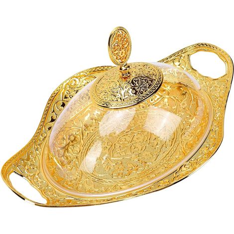 Decorative Metal Serving Tray with Floral Pattern Lid (1/5)