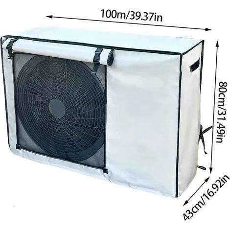 (100x80x43cm) Couvercle de moteur de climatiseur extérieur, fixé par des clips, résistant à la neige et au vent. (1/5)