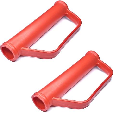 Poignée diable brouette chariot 25mm – Arceau 175mm – Prise confortable pour transport charges – Lot de 2 poignées rouges (1/2)