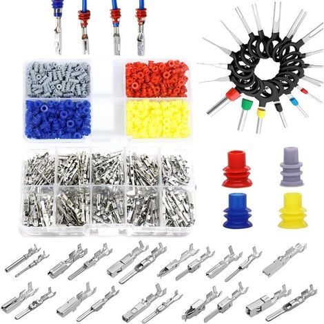 690 Pièces Automobile ISO Connecteur Kit, Connecteur à Sertir 1/1,5/1,8/2,2/2,3/2,5/2,8/3,5 mm Mâle et Femelle, Bouchon étanche et Outil de Démontage, Pour les Voitures les Motos et les Bateaux (1/5)