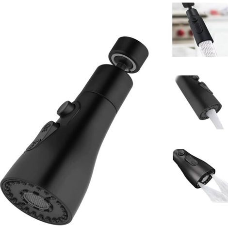 Ahlsen Embout Robinet Cuisine Rotatif 3 Modes Douchette Evier Cuisine Robinet avec Adaptateur Tête Douchette Evier Cuisine pour FM22 Robinet,Embout Robinet Cuisine (Noir) (1/5)