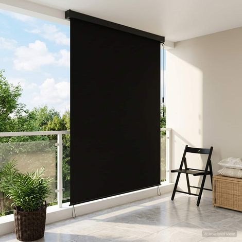 Store enrouleur Noir 180 x 250 cm Tissu et Aluminium vidaXL