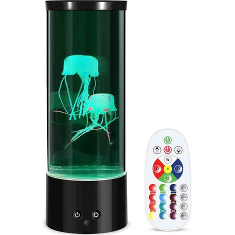 Lampe Méduse - Veilleuse Sous-Marine 17 Couleurs RVB avec Télécommande - Ambiance Relaxante pour Chambre Enfants et Adultes - Noir (1/5)