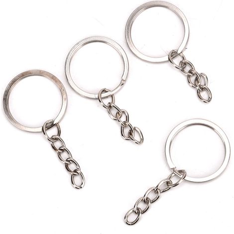 Lot de 100 anneaux porte-clés ronds en nickel argenté 25mm, accessoires de bijouterie DIY, quincaillerie de création (1/5)