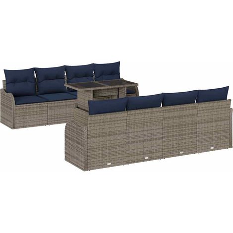 Garden Sofa Set 7 pcs Grey Poly Rattan vidaXL (1/5)