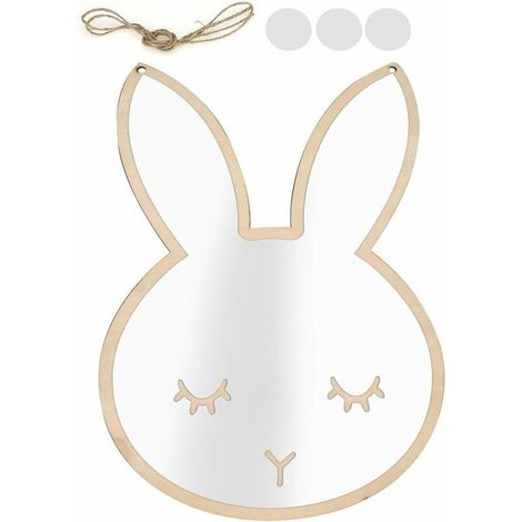 Miroir Acrylique Forme Lapin - Décor Murale Enfant Chambre - Dimensions 30 x 25 cm - 1 Pièce