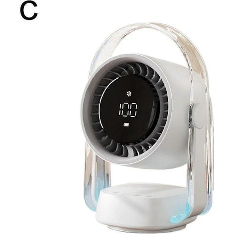 Ventilateur de bureau suspendu pour recharger les appareils à domicile, ventilateur turbo de bureau à affichage numérique blanc