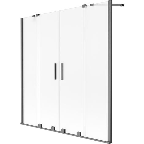 Mexen Velar Duo Duschabtrennung 2-flügelig, verschiebbar 140 x 150 cm, satiniert, gebürstetes Gun Gray - 896-140-000-32-66 (1/2)