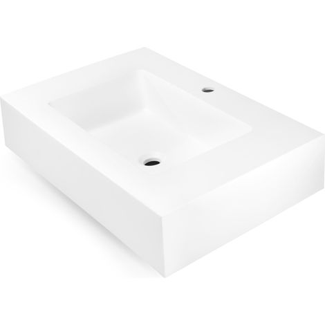 Top lavabo sospeso in materiale marmo resina finitura liscia due colorazioni misure 100x46x15 cm - tinta bianco opaco - confezione 1 (1/3)
