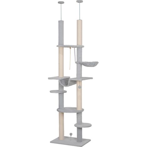 Arbre chat sol-plafond, gris, 225-255 cm, hamacs, plateformes, jouet (1/5)