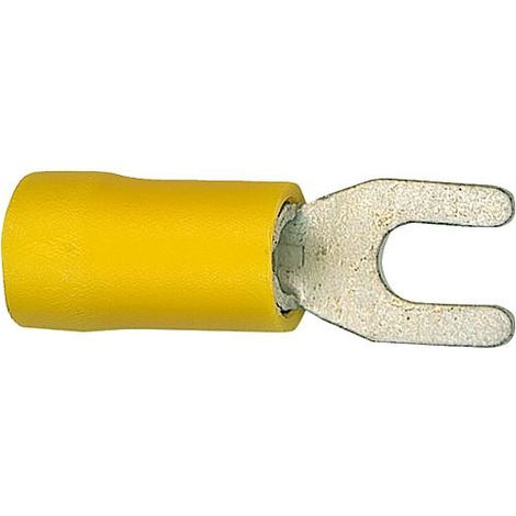 Cosse de cable en forme fourchu isolee, 5,5 mm², 5,3 mm Couleur jaune, emballage : 100 pcs (1/2)