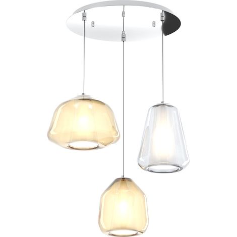 SOSPENSIONE CROMO 3 LUCI TONDA VETRI ALPHA AM + BETA AM + GAMMA TR 1176CR-S3 T ABG-TA