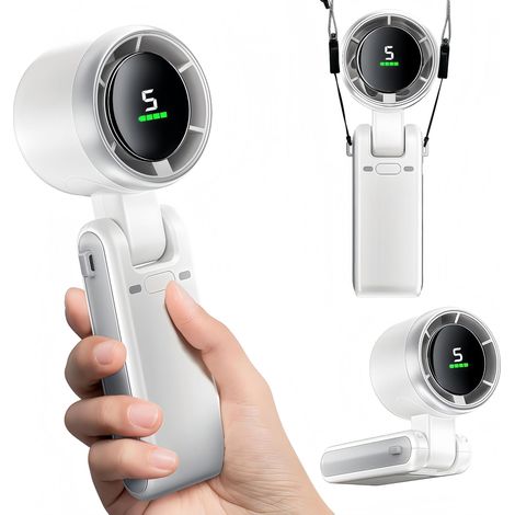 Ventilateur Portable Rechargeable 5000mAh Autonome 20h Sans Balais IPX4 avec LED for Voyage (1/5)