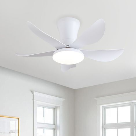 Plafonnier Ventilateur 30 pouces avec Télécommande, Ventilateur de Plafond Blanc, Dimmable et Réversible, Fonctionnement Silencieux pour Chambre et Petit Espace