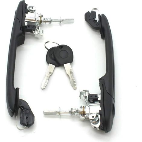 Aougo – Poignée de porte d'entrée à cylindre – Entraxe 92mm – Acier inoxydable – Sens d'ouverture droite – Avec bouton de verrouillage de sécurité - 6N0837207