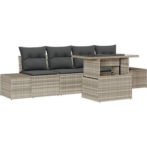 Maison Exclusive - Garten-Sofa-Set mit Kissen 5 pcs Hellgrau und