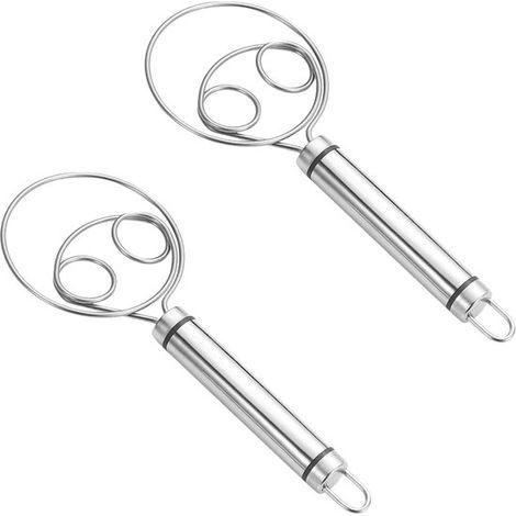2 pièces – Fouets danois pour pâte – Mélangeurs et pétrisseurs manuels en acier inoxydable – Pour pain, gâteaux et préparation de pâte – Argent (1/5)