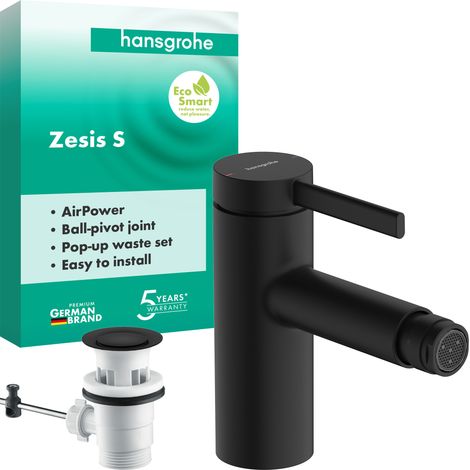 Hansgrohe Zesis S - Grifo de bidé, con desagüe, negro mate 74200670 (1/3)