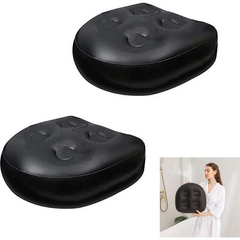 Lot de 2 sièges de bain spa jacuzzi noir – Coussin étanche gonflable – Ventouses antidérapantes – Confort optimal pour baignoire (1/5)