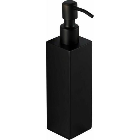 Distributeur de savon noir autoportant en acier inoxydable - Porte-savon de salle de bain (acier inoxydable (noir), carré)